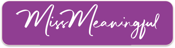 Miss Meaningful Logo with a purple background and handwritten script-style writing